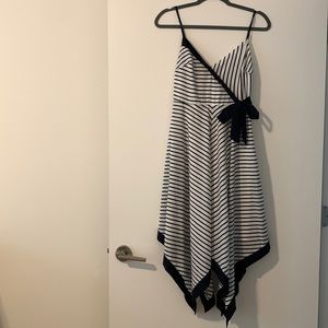 Navy and White Asymmetric Dress